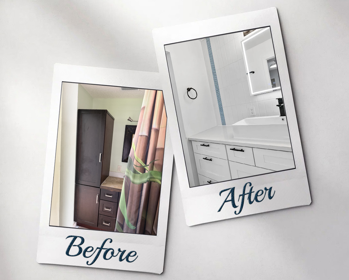 Bathroom vanity installation and renovation before and after in Jacksonville FL