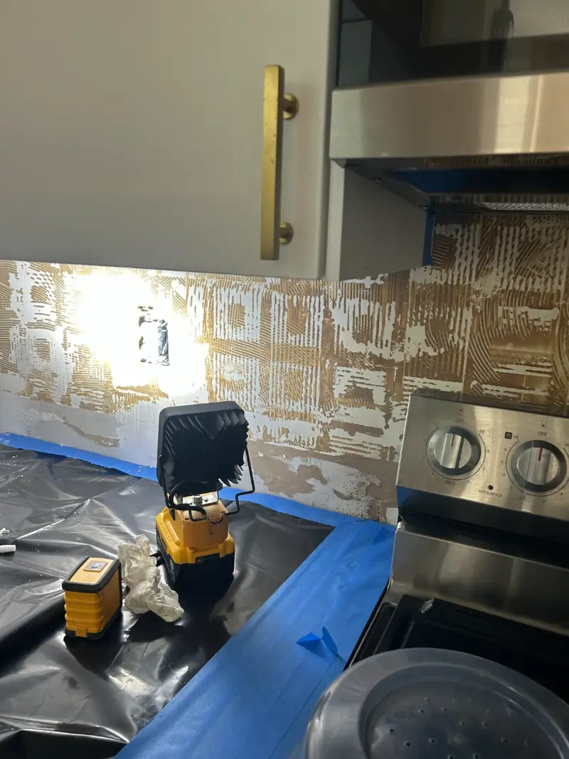 Kitchen backsplash before tile installation in St. Augustine, FL