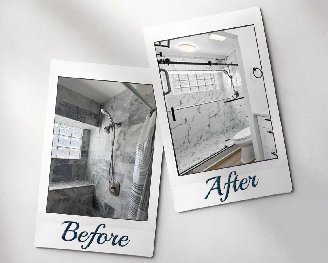 Tile shower remodeling before and after in Jacksonville FL